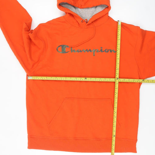 Champion Men's Orange XL Pullover Hoodie with Logo Graphic