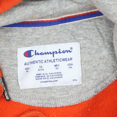Champion Men's Orange XL Pullover Hoodie with Logo Graphic