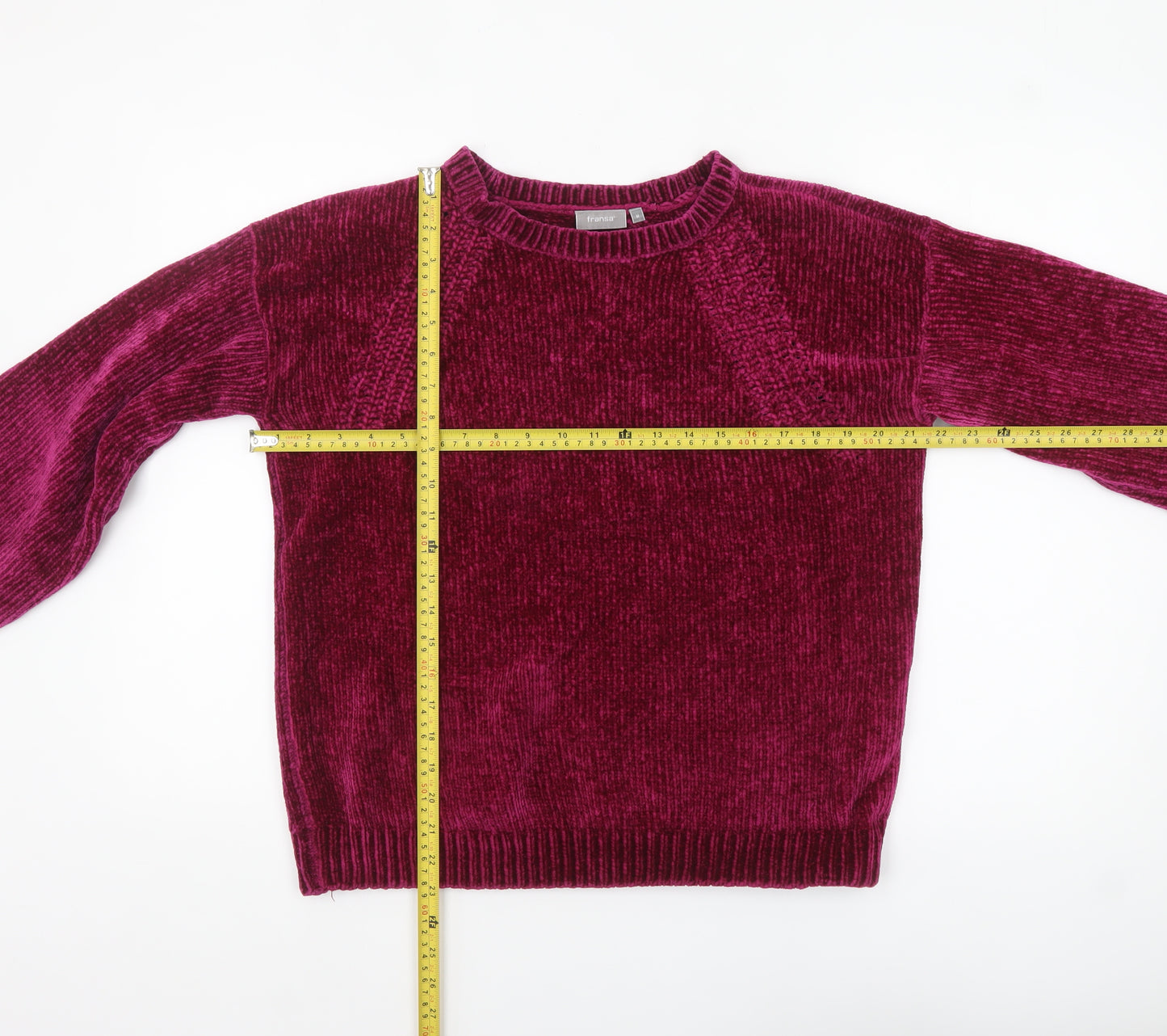 Fransa Women's Purple Velvet Long Sleeve Pullover Jumper M