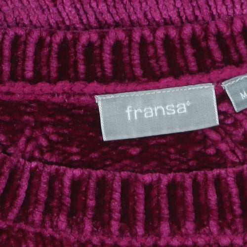 Fransa Women's Purple Velvet Long Sleeve Pullover Jumper M