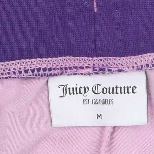 Juicy Couture Women Pink Velour Jogger Trousers Size M Rhinestone Detail