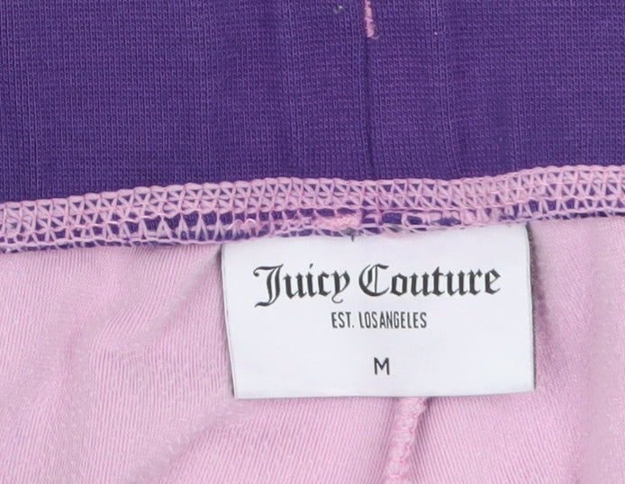Juicy Couture Women Pink Velour Jogger Trousers Size M Rhinestone Detail