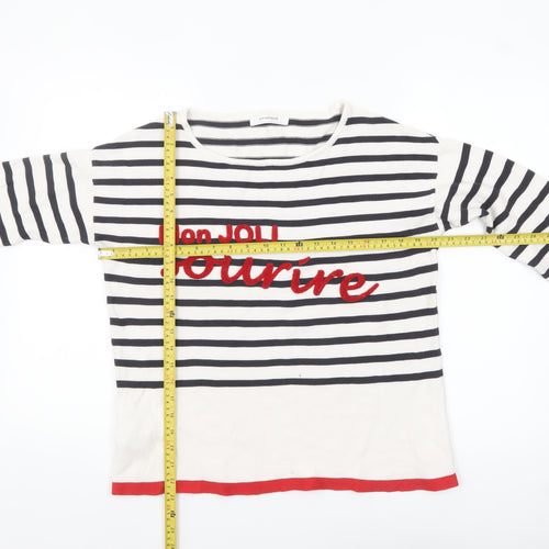 Promod Women's Multicoloured Striped Cotton Pullover Jumper M