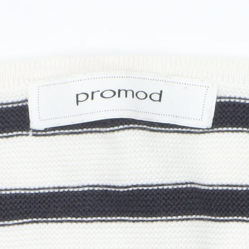 Promod Women's Multicoloured Striped Cotton Pullover Jumper M