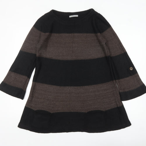 Marks and Spencer Women’s Black Brown Striped Tunic Jumper UK14