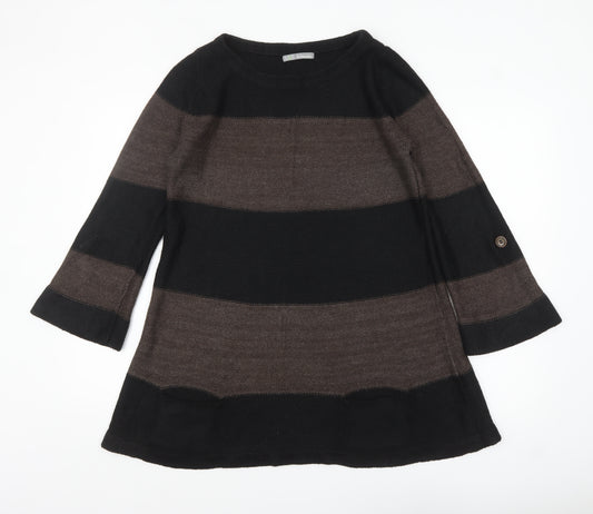 Marks and Spencer Women’s Black Brown Striped Tunic Jumper UK14