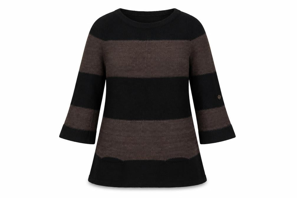 Marks and Spencer Women’s Black Brown Striped Tunic Jumper UK14