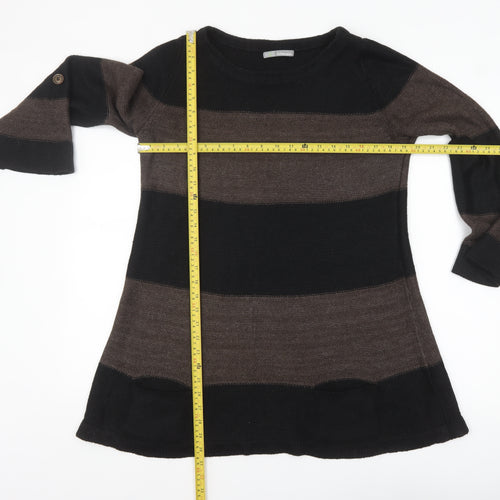 Marks and Spencer Women’s Black Brown Striped Tunic Jumper UK14