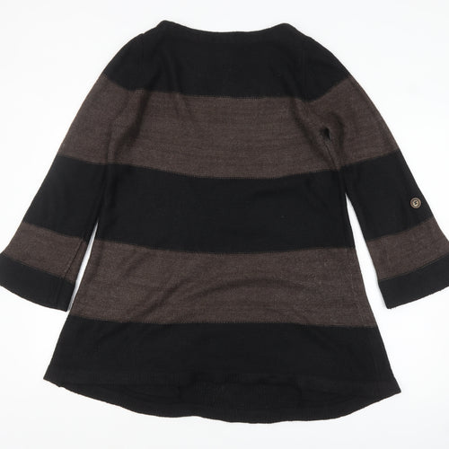 Marks and Spencer Women’s Black Brown Striped Tunic Jumper UK14