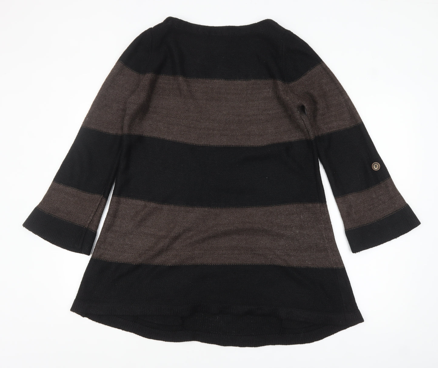 Marks and Spencer Women’s Black Brown Striped Tunic Jumper UK14
