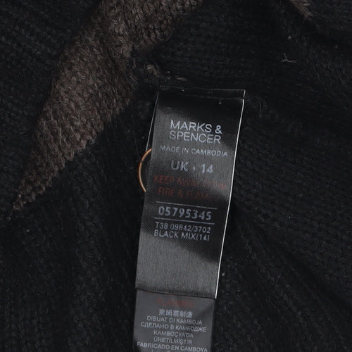 Marks and Spencer Women’s Black Brown Striped Tunic Jumper UK14