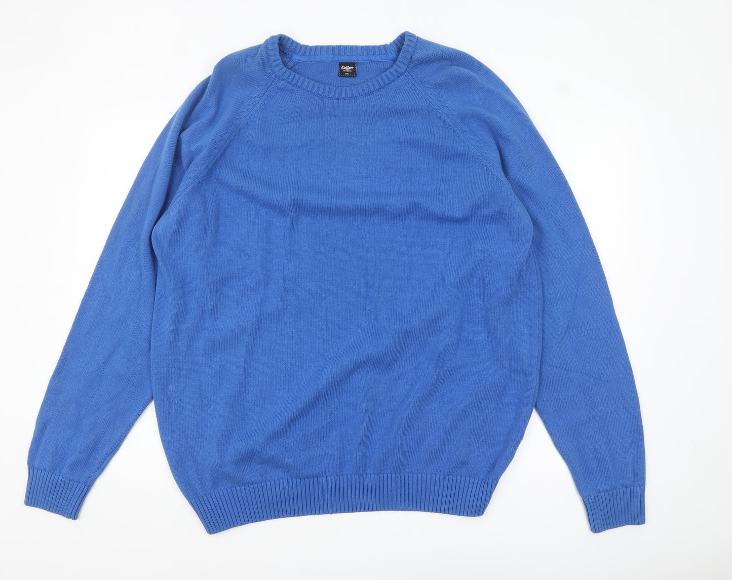 Cotton Traders Men’s Blue 2XL Crew Neck Cotton Pullover Jumper