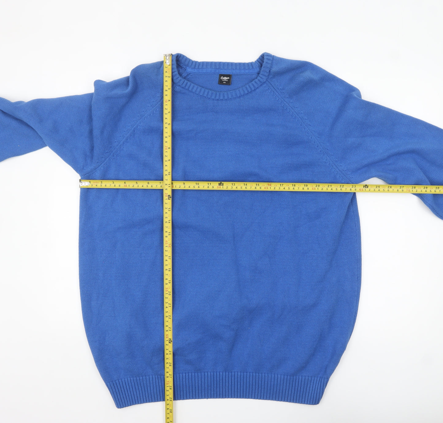 Cotton Traders Men’s Blue 2XL Crew Neck Cotton Pullover Jumper