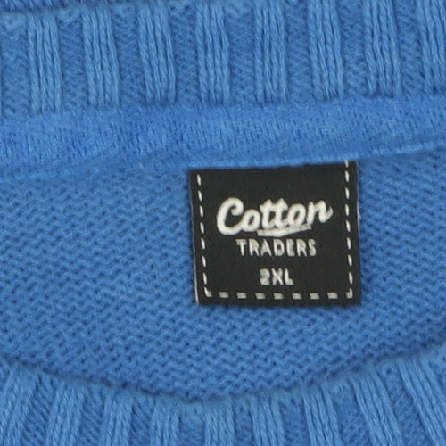 Cotton Traders Men’s Blue 2XL Crew Neck Cotton Pullover Jumper