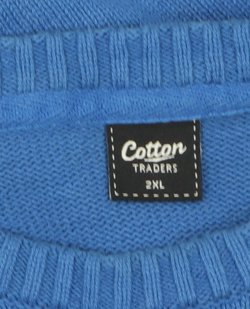 Cotton Traders Men’s Blue 2XL Crew Neck Cotton Pullover Jumper