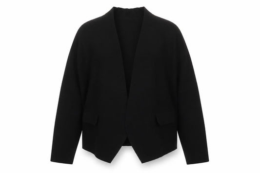 Front view of Jigsaw women’s black knit cardigan m viscose blend long sleeve