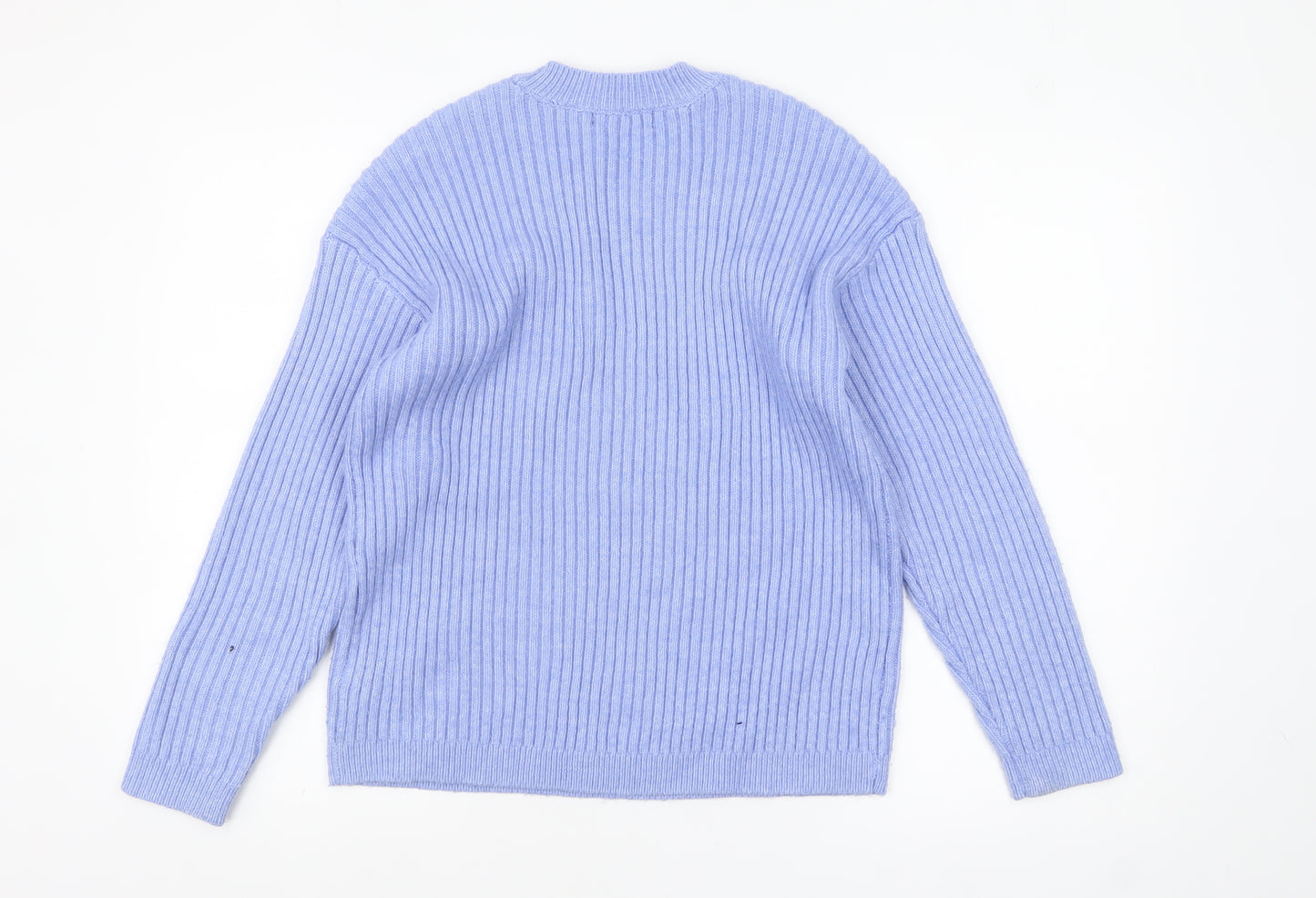 Marks and Spencer Women’s Blue Ribbed Crew Neck Jumper Size M