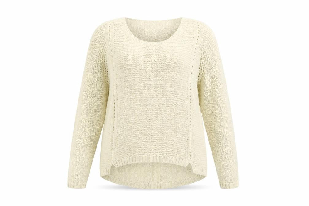 Front view of Marks & Spencer Women Beige Knit jumper, size 14