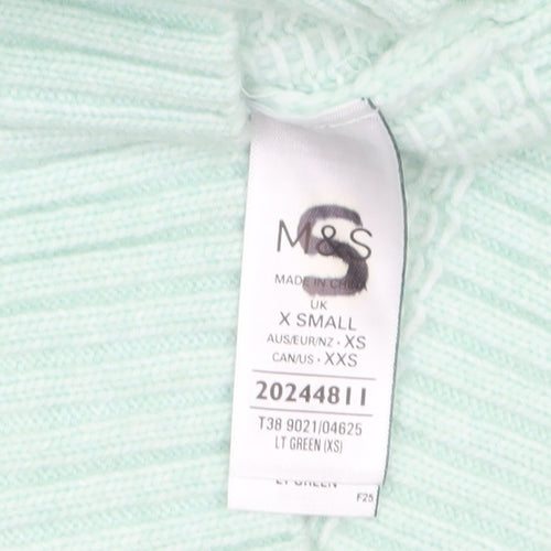 Marks and Spencer Womens Light Green XS Roll Neck Jumper