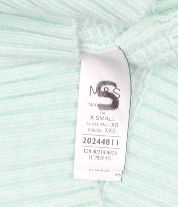 Marks and Spencer Womens Light Green XS Roll Neck Jumper