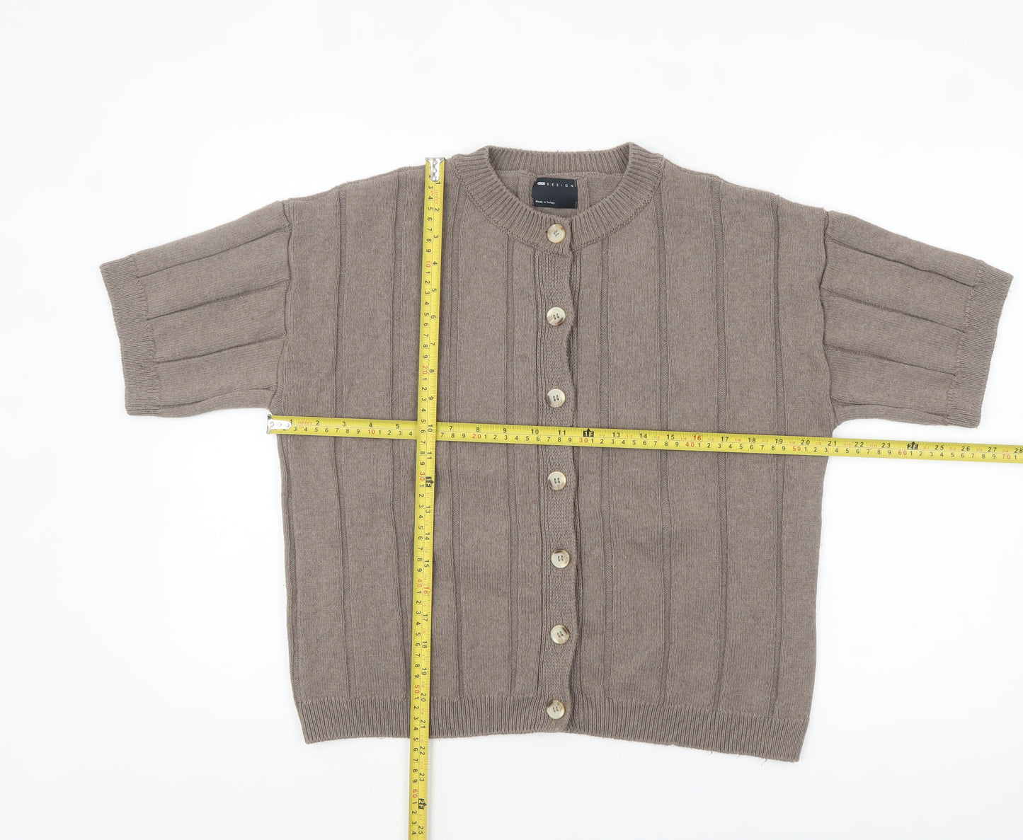ASOS Design Womens Beige Short Sleeve Button Cardigan XS
