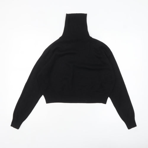 H&M Divided Women's Black XS Roll Neck Jumper Rib Knit Pullover