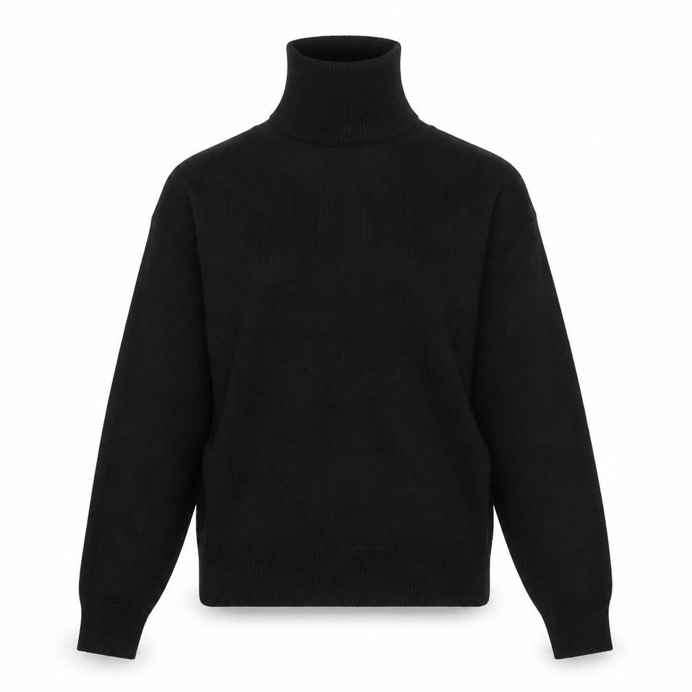 Front view of H&M Divided Women's Black XS Roll Neck Jumper Rib Knit Pullover