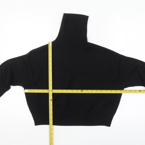 H&M Divided Women's Black XS Roll Neck Jumper Rib Knit Pullover