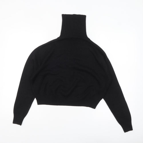 H&M Divided Women's Black XS Roll Neck Jumper Rib Knit Pullover