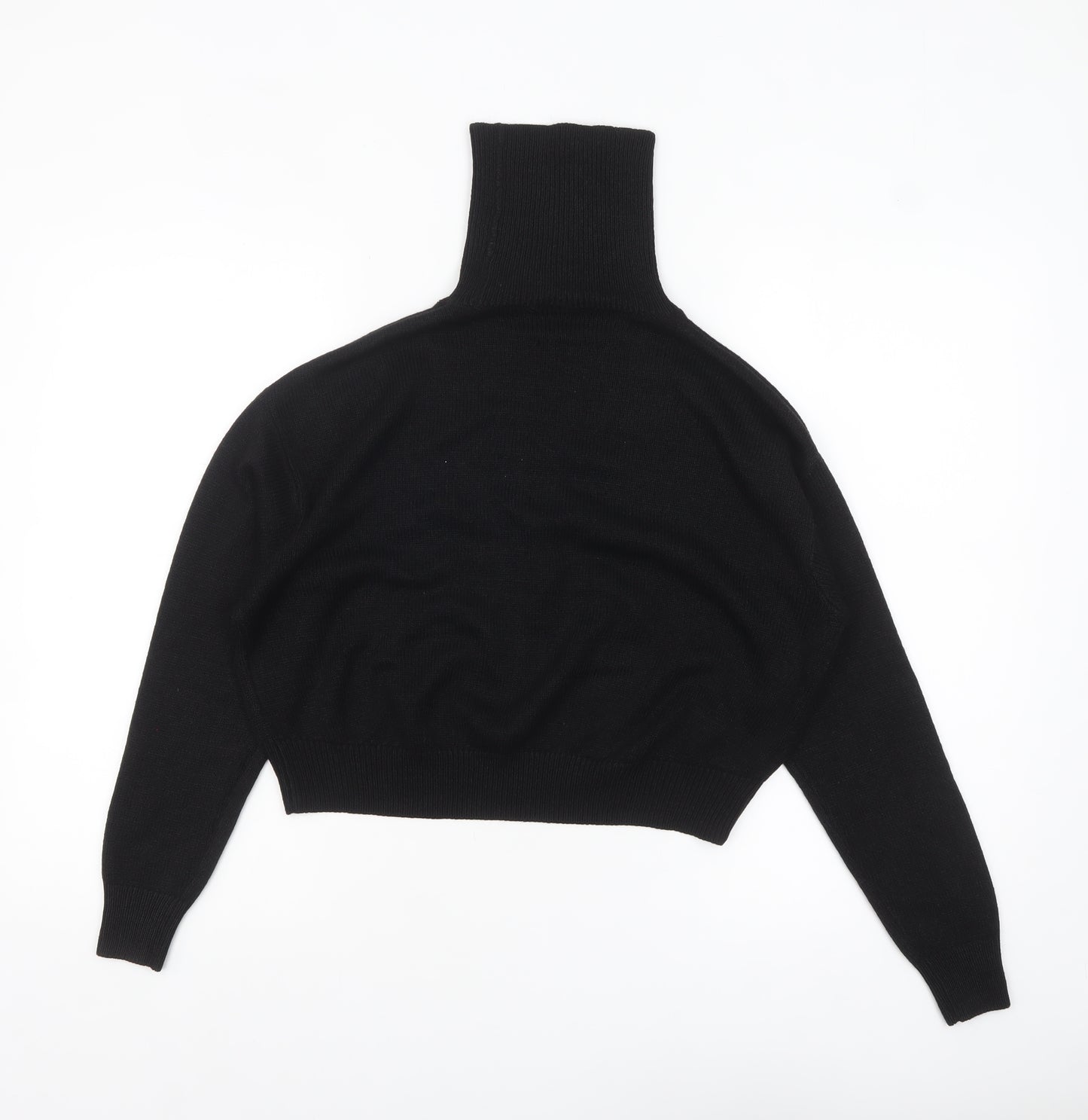 H&M Divided Women's Black XS Roll Neck Jumper Rib Knit Pullover