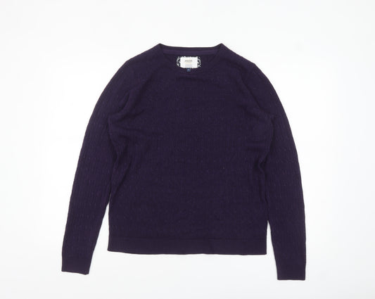 Maine New England Women Purple Cable Knit Crew Neck Jumper Size 14