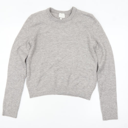 H&M Women’s Grey Wool Blend Crew Neck Jumper XS