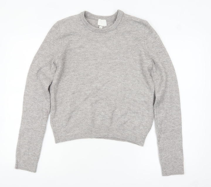 H&M Women’s Grey Wool Blend Crew Neck Jumper XS