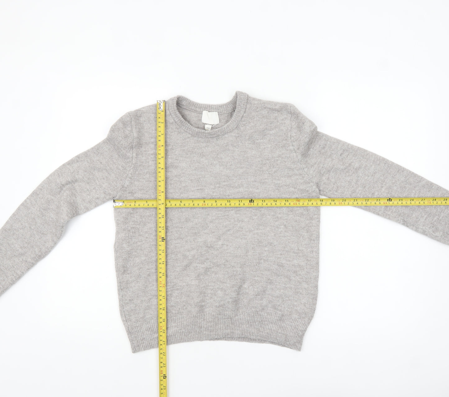 H&M Women’s Grey Wool Blend Crew Neck Jumper XS