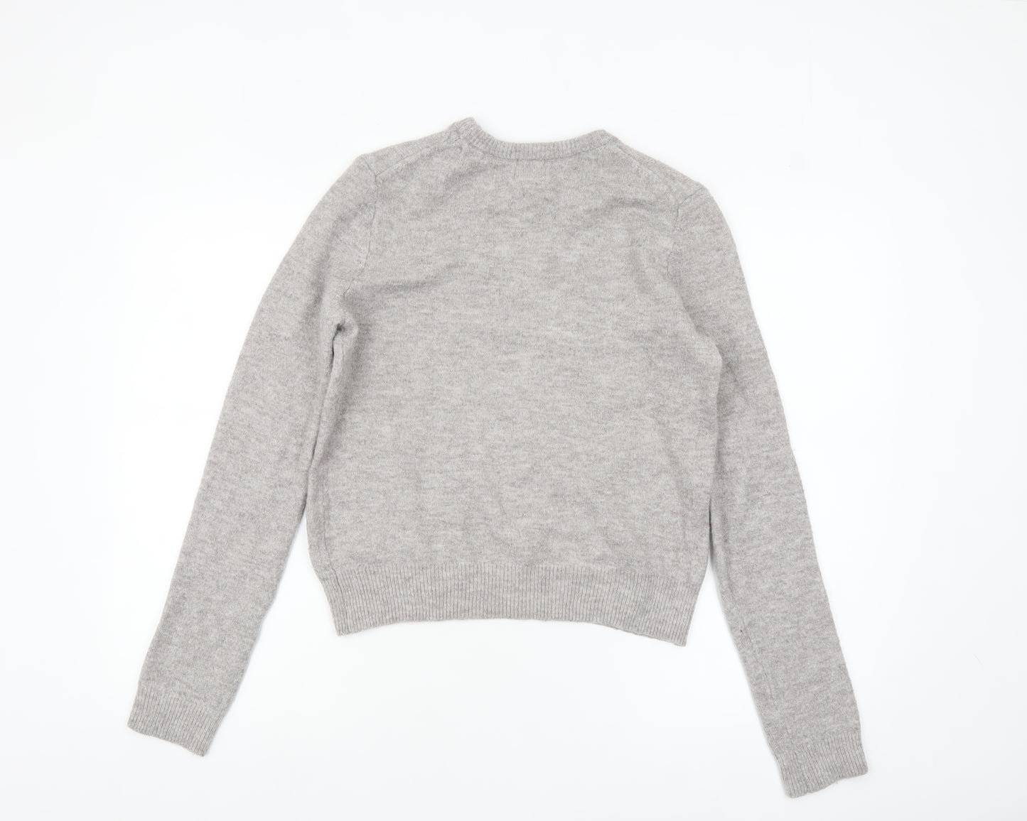 H&M Women’s Grey Wool Blend Crew Neck Jumper XS