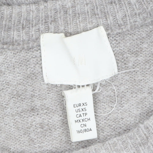 H&M Women’s Grey Wool Blend Crew Neck Jumper XS
