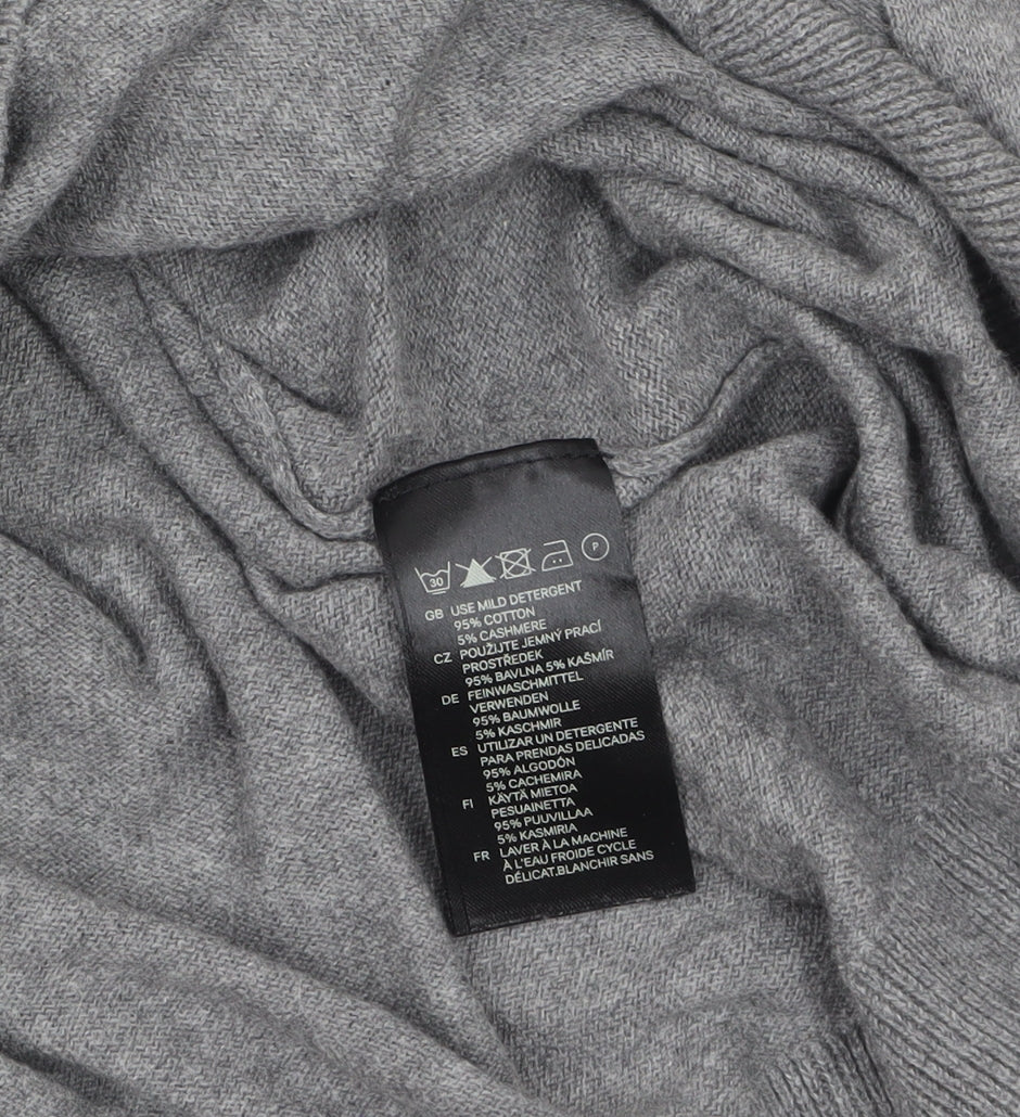 H&M Women's Grey V-Neck Cotton Cashmere Jumper Size S