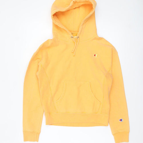 Champion Womens Yellow XS Pullover Hoodie Cotton Blend Sweatshirt