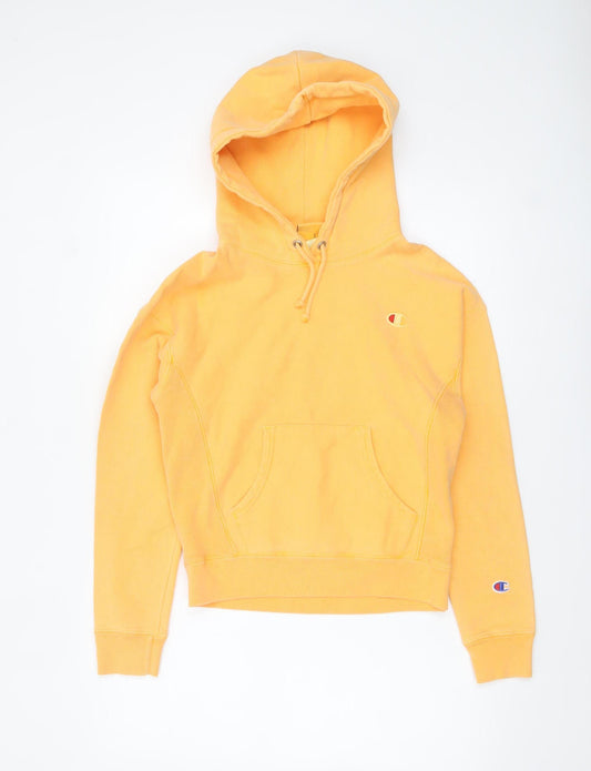 Champion Womens Yellow XS Pullover Hoodie Cotton Blend Sweatshirt