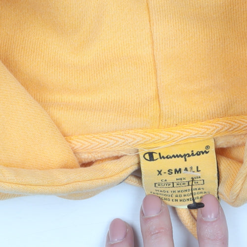 Champion Womens Yellow XS Pullover Hoodie Cotton Blend Sweatshirt
