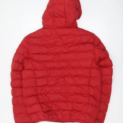 Spindle Men's Red Hooded Puffer Jacket Medium Insulated Full Zip