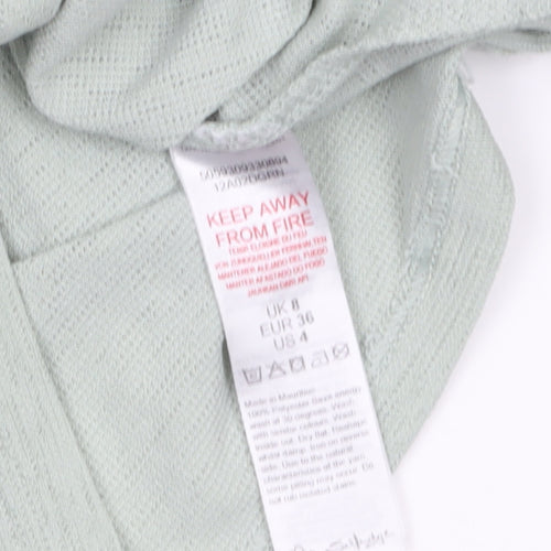 Miss Selfridge Women's Green Puff Sleeve Ruched Cropped Blouse Size 8