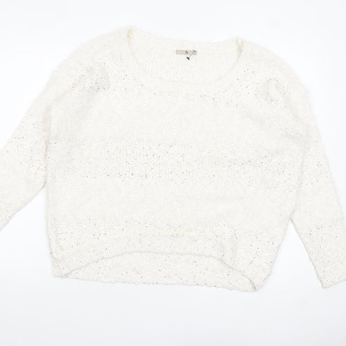 Tu Women’s Ivory Sequin Chunky-Knit Jumper Size 14