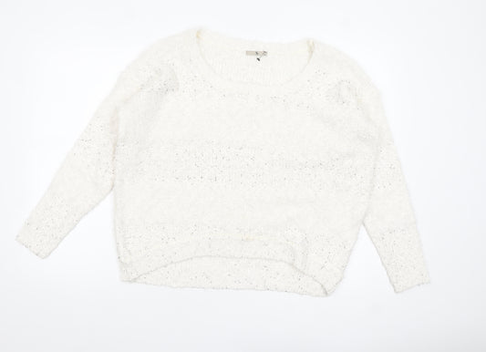 Tu Women’s Ivory Sequin Chunky-Knit Jumper Size 14