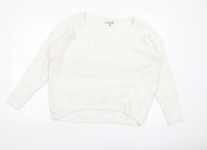 Tu Women’s Ivory Sequin Chunky-Knit Jumper Size 14