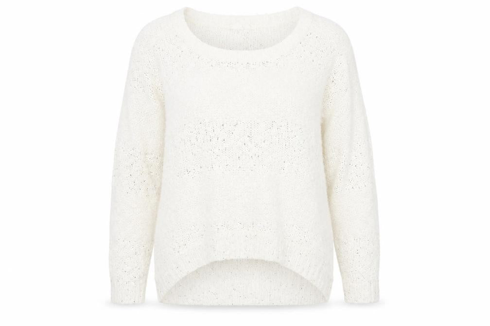 Front view of Tu Women’s Ivory Sequin Chunky-Knit Jumper, size UK 14