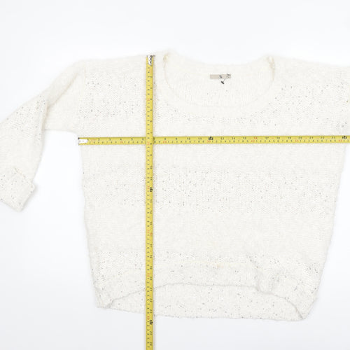 Tu Women’s Ivory Sequin Chunky-Knit Jumper Size 14