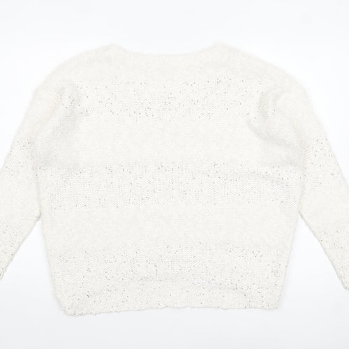 Tu Women’s Ivory Sequin Chunky-Knit Jumper Size 14