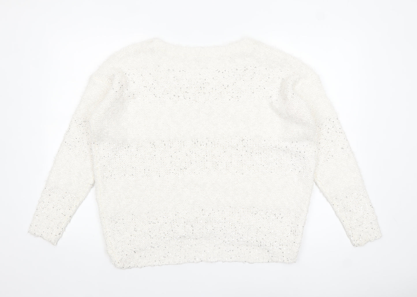 Tu Women’s Ivory Sequin Chunky-Knit Jumper Size 14