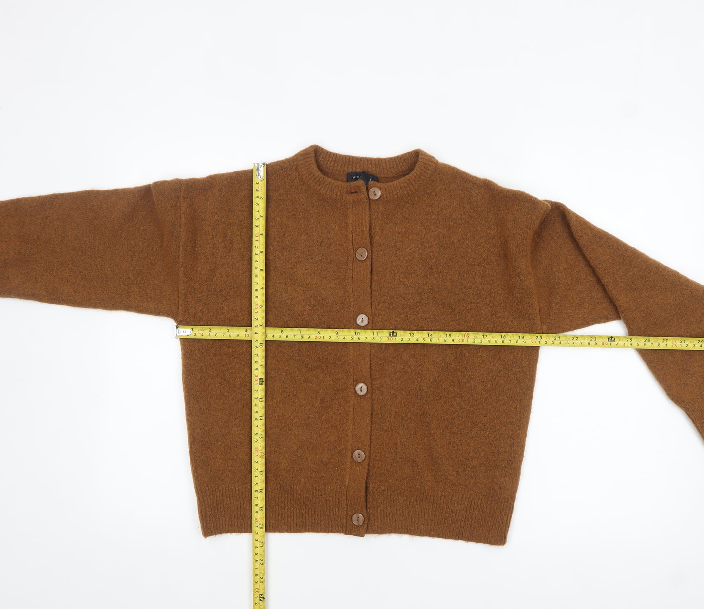 New Look Women Brown Knit Button Cardigan Small